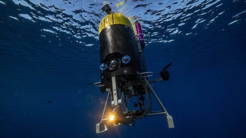 Autonomous underwater vehicle conducting deep-sea survey