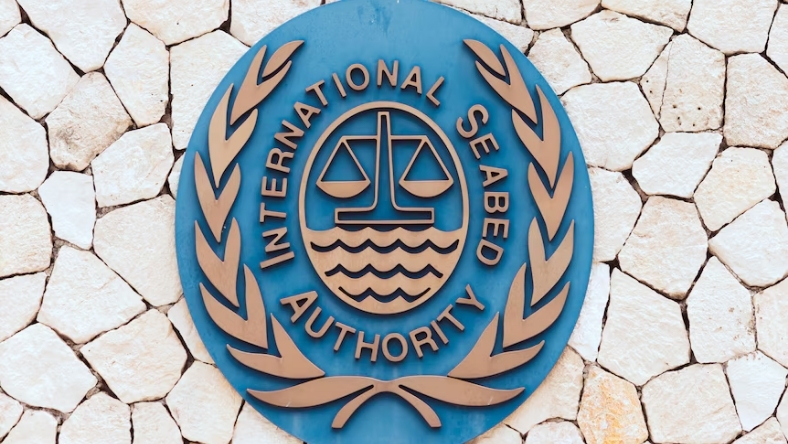 International Seabed Authority logo displayed on stone wall